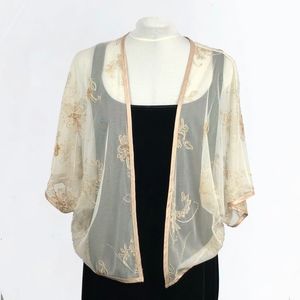 Cream Embroidered Netting Lace Blouse
